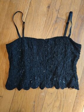 Black Lace Corset Top 12 Large Sequin Beaded